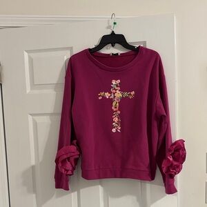 Floral Cross Magenta Sweatshirt